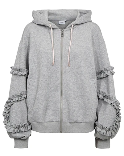 Nümph - NUSabby Zipper Hoodie - Medium Grey Melange 